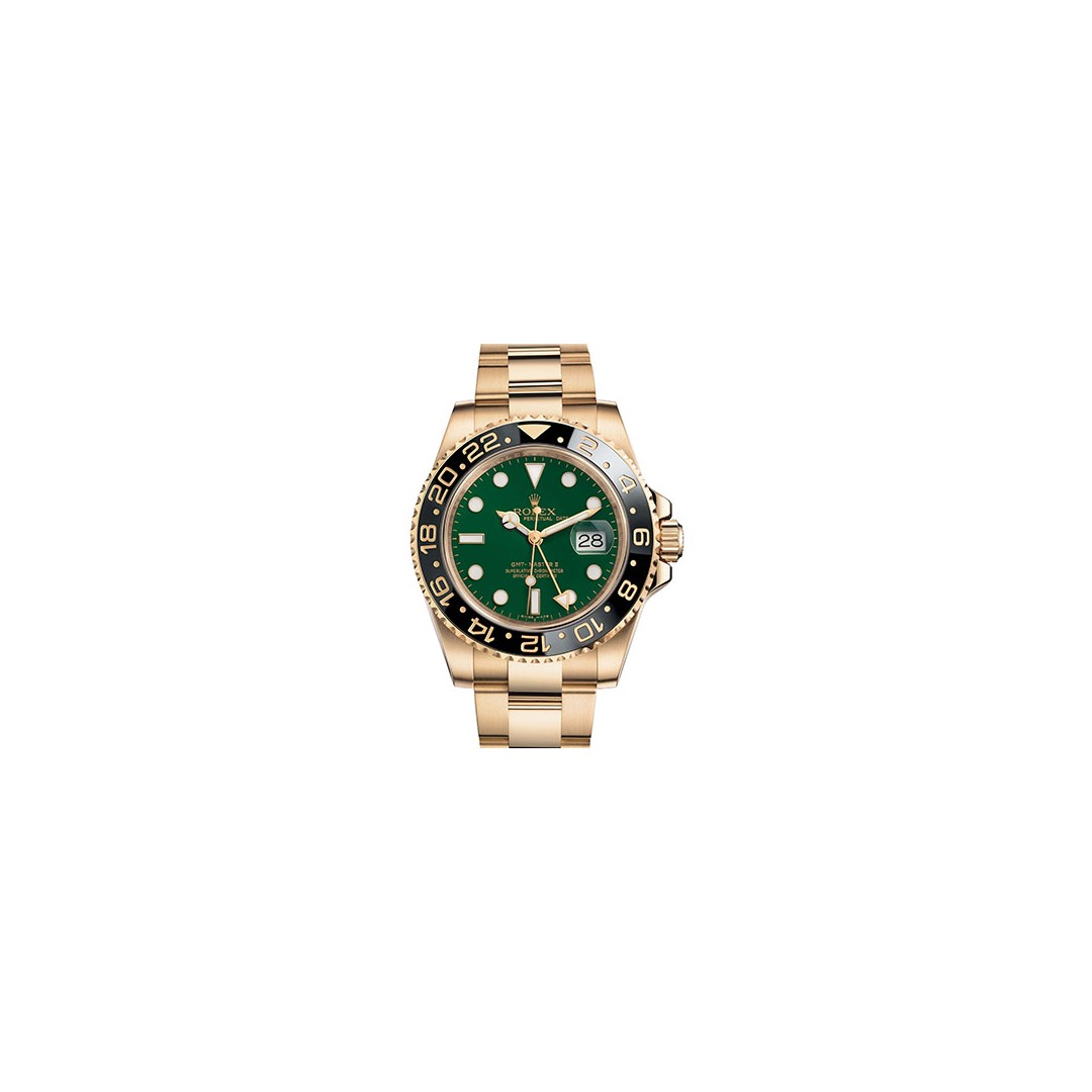 rolex gmt master ii yellow gold green dial