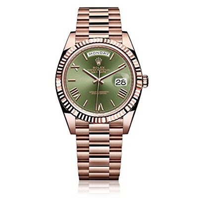 day date 40 rose gold green dial